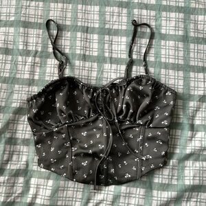 Green Satin LA Hearts Corset Top from Pacsun